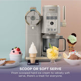 Ninja CREAMi Scoop and Swirl Ice Cream Machine with 2x Tubs, 13 Functions, Makes Ice Cream, Soft Serve, Gelato, Sorbet, Milkshakes and More, Mix-In Option, Stone Gold, NC701UKSTGD