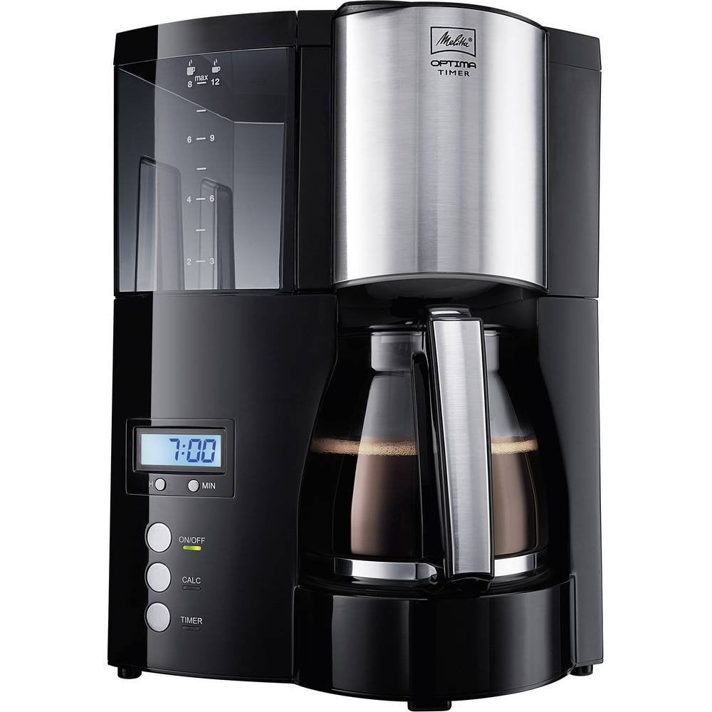 Melitta Filter Coffee Maker with Glass Pourer, Hot Hold and Timer Function, Optima Timer, Black, 100801