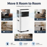 Portable Air Conditioner, 3-in-1 Mobile AC Unit with Cooling Fan and Dehumidifier, Compressor Air Conditioning Unit with Exhaust Hose for Bedroom, Living Room, Home Office and Small Rooms