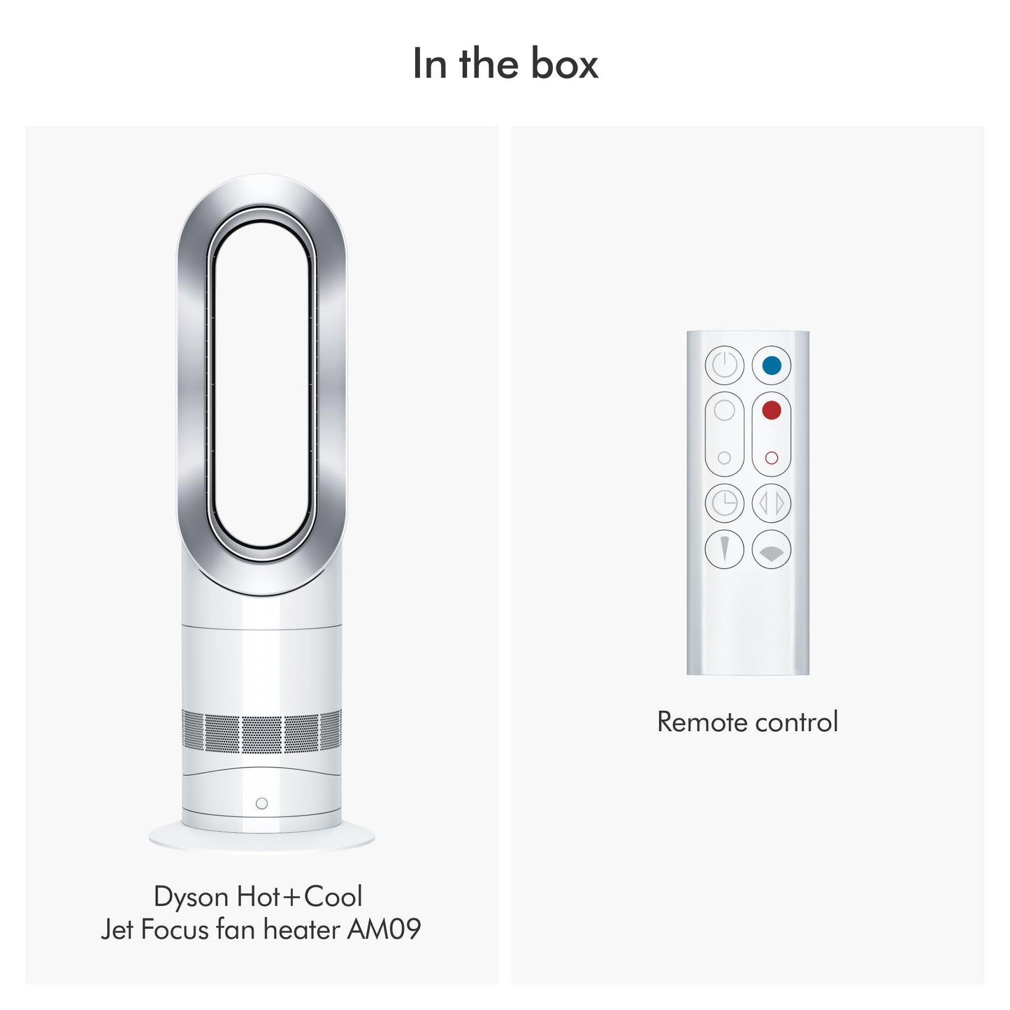 Dyson Hot+Cool Jet Focus AM09 Fan Heater 2-in-1, heats and cools with strong airflow (White/Silver)