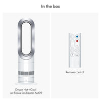 Dyson Hot+Cool Jet Focus AM09 Fan Heater 2-in-1, heats and cools with strong airflow (White/Silver)