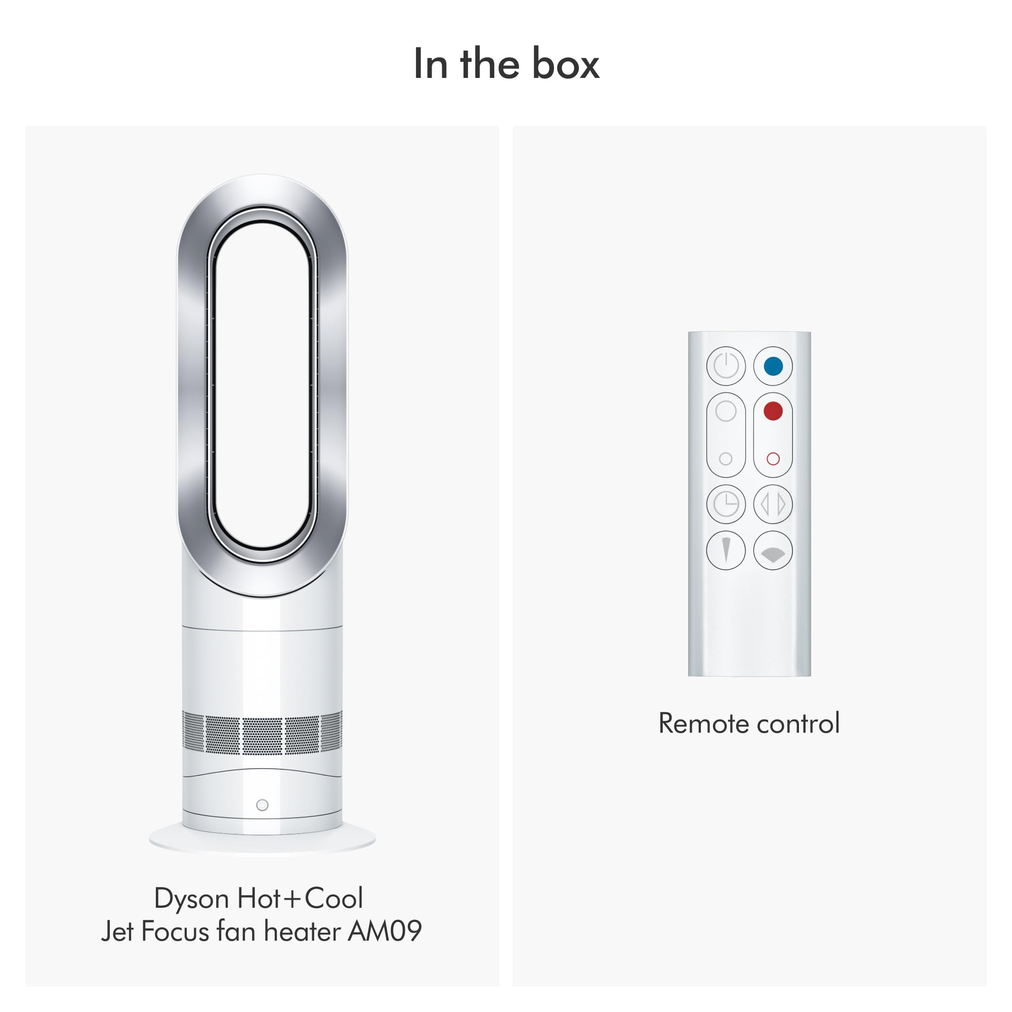 Dyson Hot+Cool Jet Focus AM09 Fan Heater 2-in-1, heats and cools with strong airflow (White/Silver)