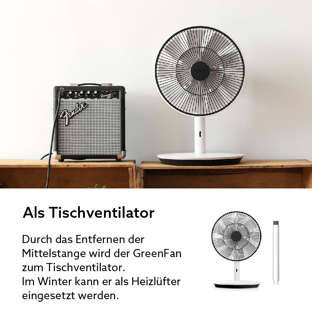 BALMUDA The GreenFan | 2021 | Floor / Table Fan | DC Motor | Quiet 13 dB | 1.5 W Energy Saving | 15 m Range | Air Circulator | Design | Made in Japan | Eco | EGF-1700 (White x Black)