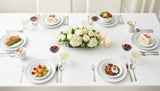 12PC Dinnerware Porcelain White Set: 4 Dinner Plates, 4 Side Plates & 4 Bowls. Dishwasher & Microwave Safe.