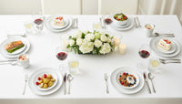 12PC Dinnerware Porcelain White Set: 4 Dinner Plates, 4 Side Plates & 4 Bowls. Dishwasher & Microwave Safe.