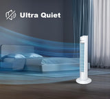 PureMate 31-inch Tower Fan with Oscillating & Aroma Function, 3 Adjustable Speeds, Ultra- Quiet Cooling and Powerful 60W Motor, Portable Bladeless Energy-Efficient Electric Fan for Home and Office