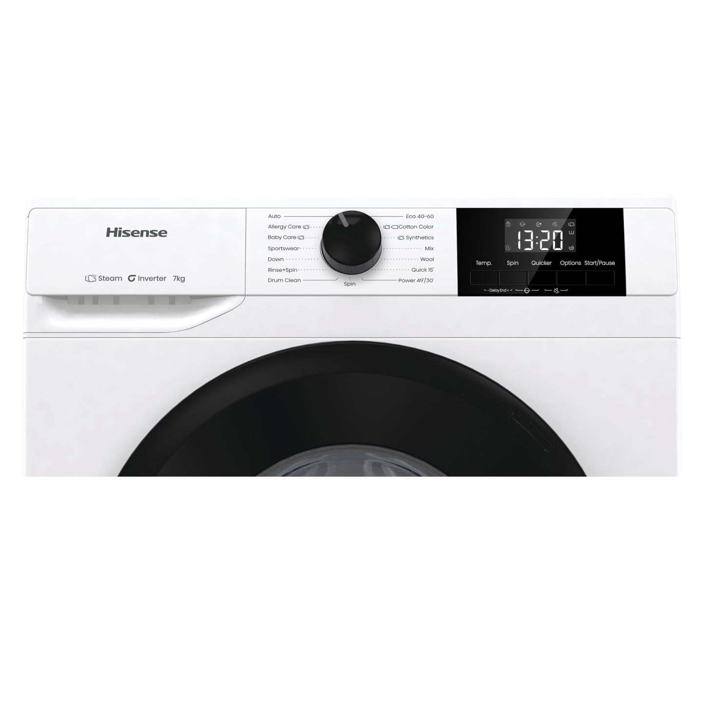 Hisense WF1G7021BW Freestanding 7 KG-Front Load Durable Inverter Washing Machine, Steam Wash-Quick Wash-15 Washing Programs-1200 RPM-White-Energy Rating B