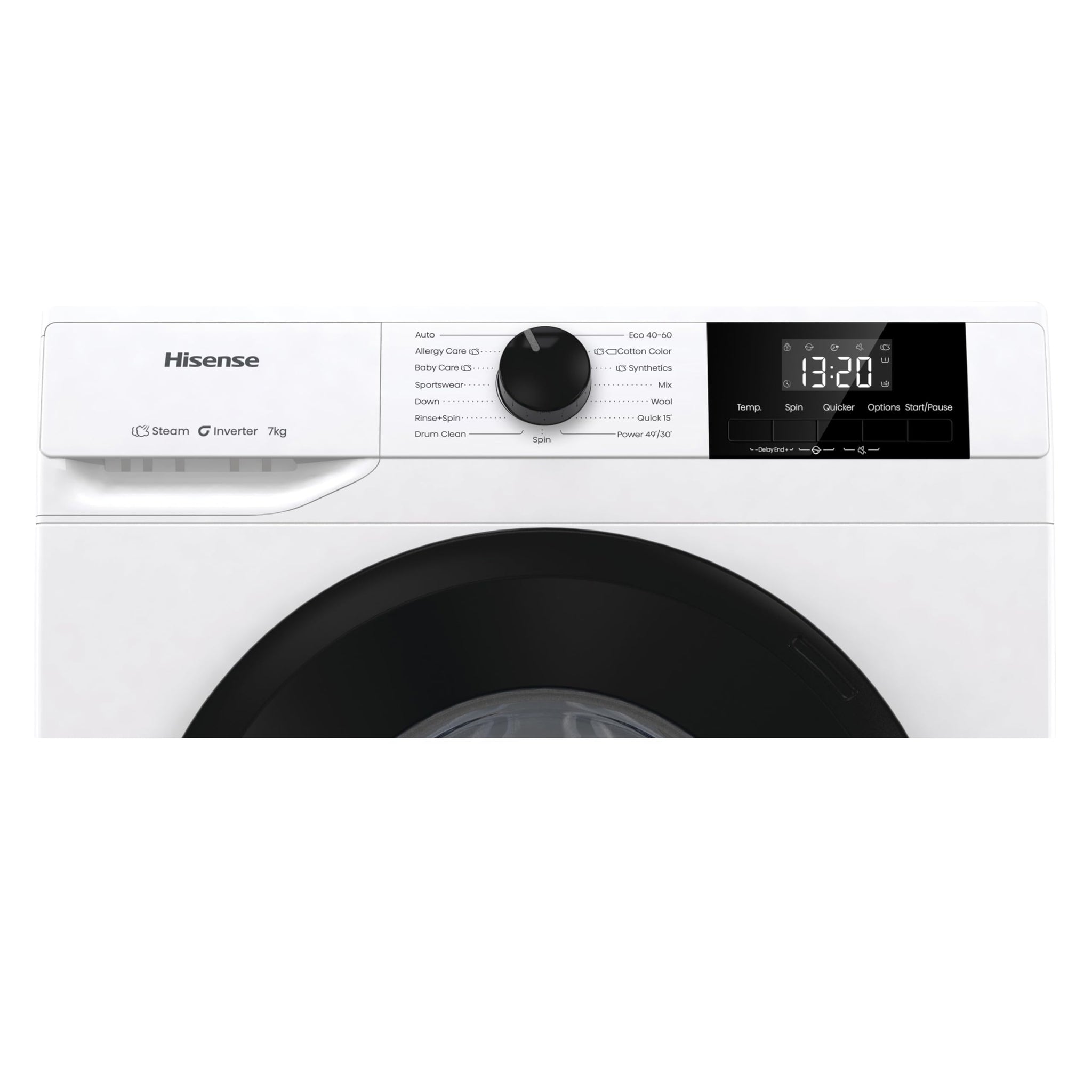 Hisense WF1G7021BW Freestanding 7 KG-Front Load Durable Inverter Washing Machine, Steam Wash-Quick Wash-15 Washing Programs-1200 RPM-White-Energy Rating B