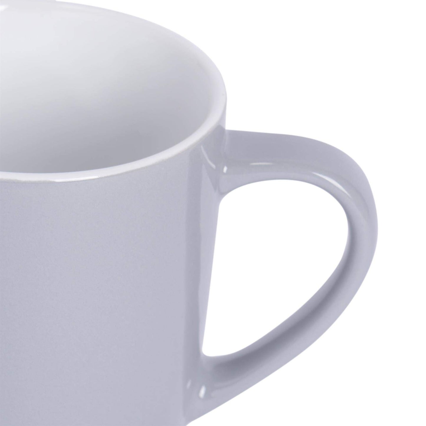 Argon Tableware Coloured Coffee Mugs - Grey - 350ml - Pack of 6 - Gloss Ceramic Stoneware Latte Cappuccino Cups Hot Chocolate Cups Colourful Mug Set with Handle