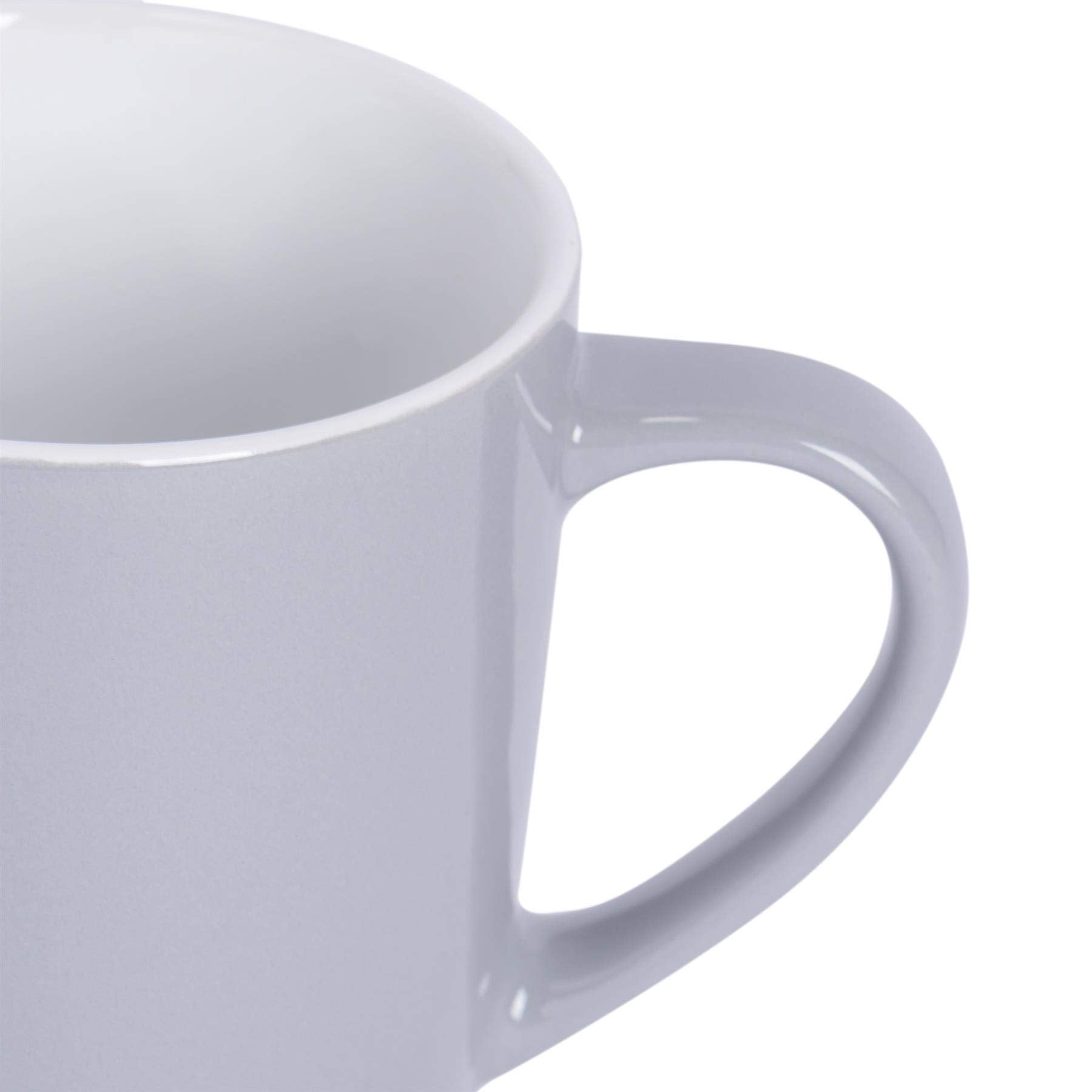 Argon Tableware Coloured Coffee Mugs - Grey - 350ml - Pack of 6 - Gloss Ceramic Stoneware Latte Cappuccino Cups Hot Chocolate Cups Colourful Mug Set with Handle