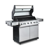 Fire Mountain Olympus 8 Burner Gas BBQ, Stainless Steel Barbecue Cast Iron Grill, Glass Viewing Lid, Side Burner & Built-In Temperature Gauge, Extra Large Outdoor Grill for Garden Parties & Patio