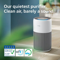 Philips Air Purifier 2200 Series, HEPA NanoProtect + Active Carbon Filter, CADR 420m³/h for 109m², Allergy sufferers, Ultra-quiet, Intelligent and Long-lasting filter (AC2220/10)