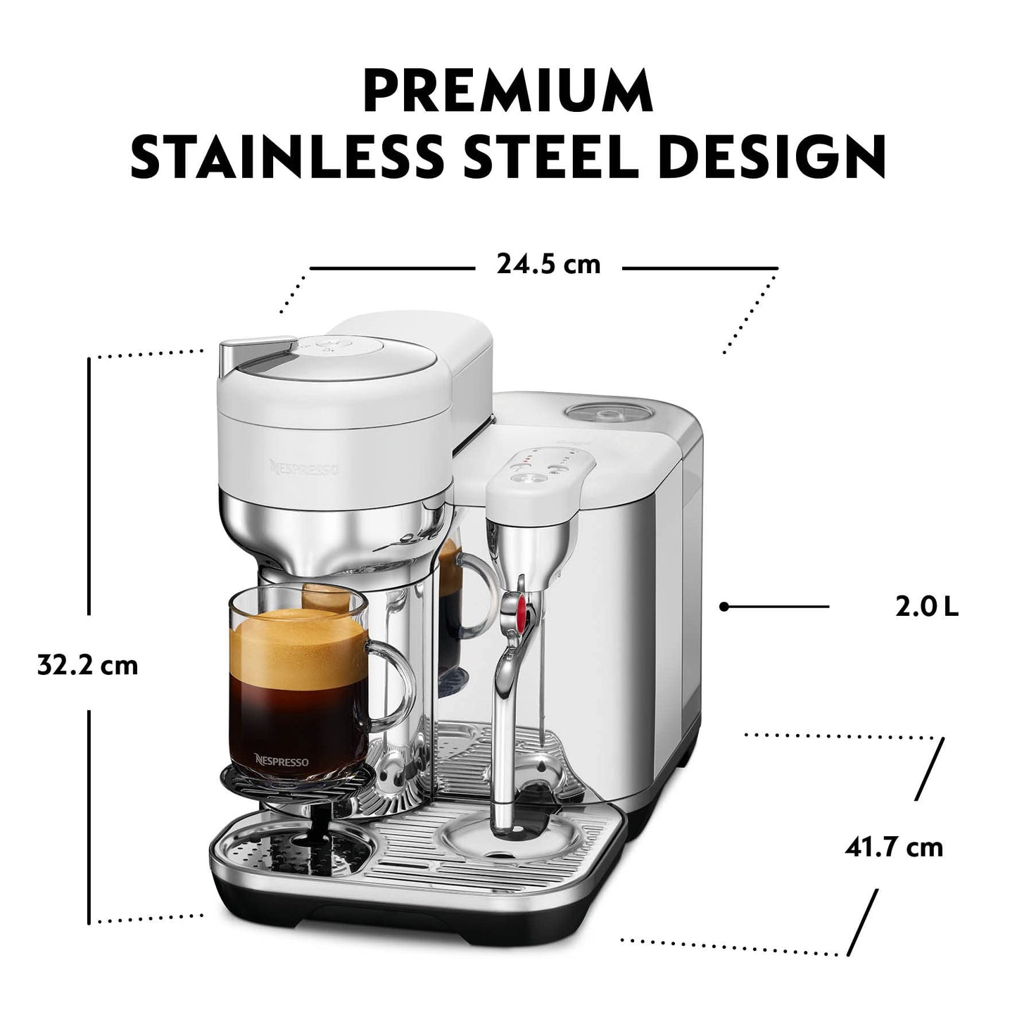 Nespresso - Vertuo Creatista Capsule Coffee Machine with Milk Frother Wand for Cappuccino, Flat White and Espresso by Sage, Sea Salt