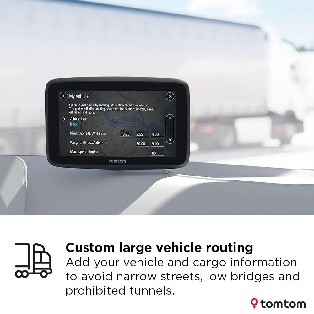 TomTom Truck Sat Nav GO Professional 2nd generation (6" Capacitive Touchscreen with Europe Maps and Real-Time Traffic Information, Designed for Truck, Lorry, Coach, Bus and Large Vehicles)