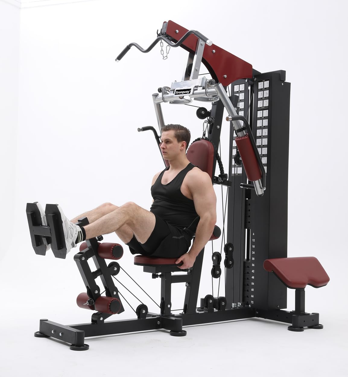 Strongway® Multi Gym with Weights 72KG 100KG Weight Stack Included - Multifunction Home Gym Cable Pulley Preacher Pad Butterfly Press Strength Training (Multi Gym with 100KG Weight Stack)