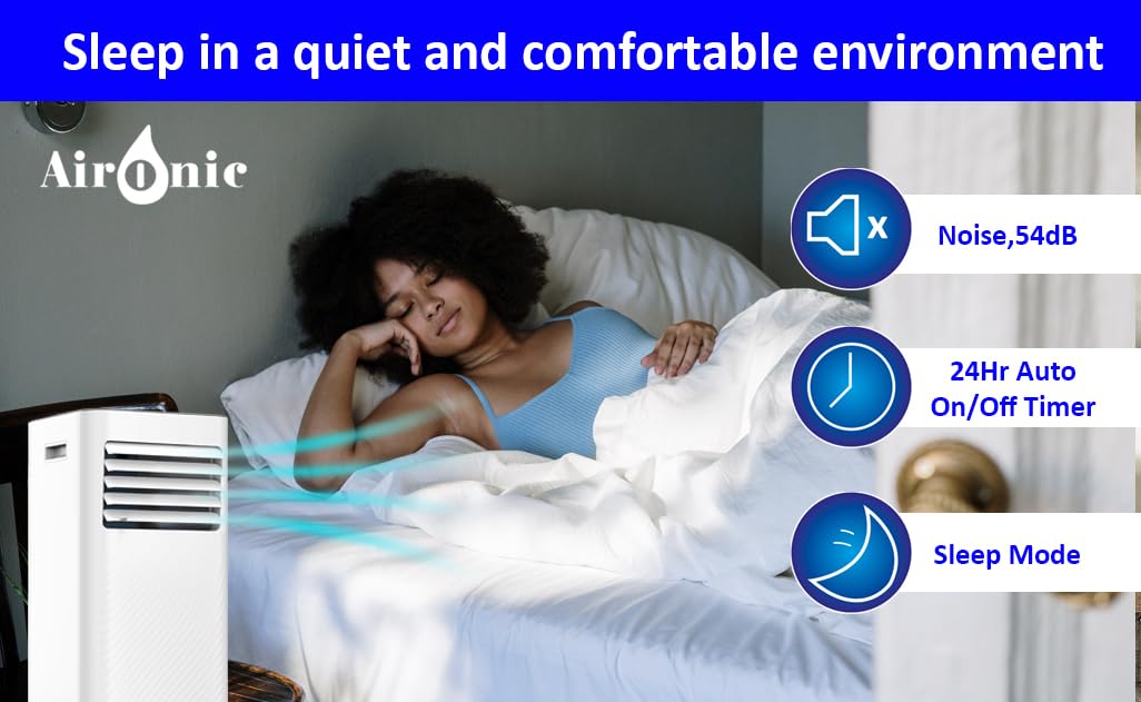AuraHome Portable Air Conditioner 9000 BTU 4-in-1 Air Conditioner, Dehumidifier, Cooling Fan with 2 Fan Speeds, Digital Display & Remote Control, 24 Hour Timer for Rooms >215ft Window Vent Hose Kit
