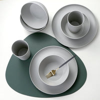24 Piece Dinnerware Set, Unbreakable Plastic Plates Bowls Cups Set, BPA Free Reusable Tableware for Camping, Picnic, Home, Kitchen, Dishwasher Safe (Grey)