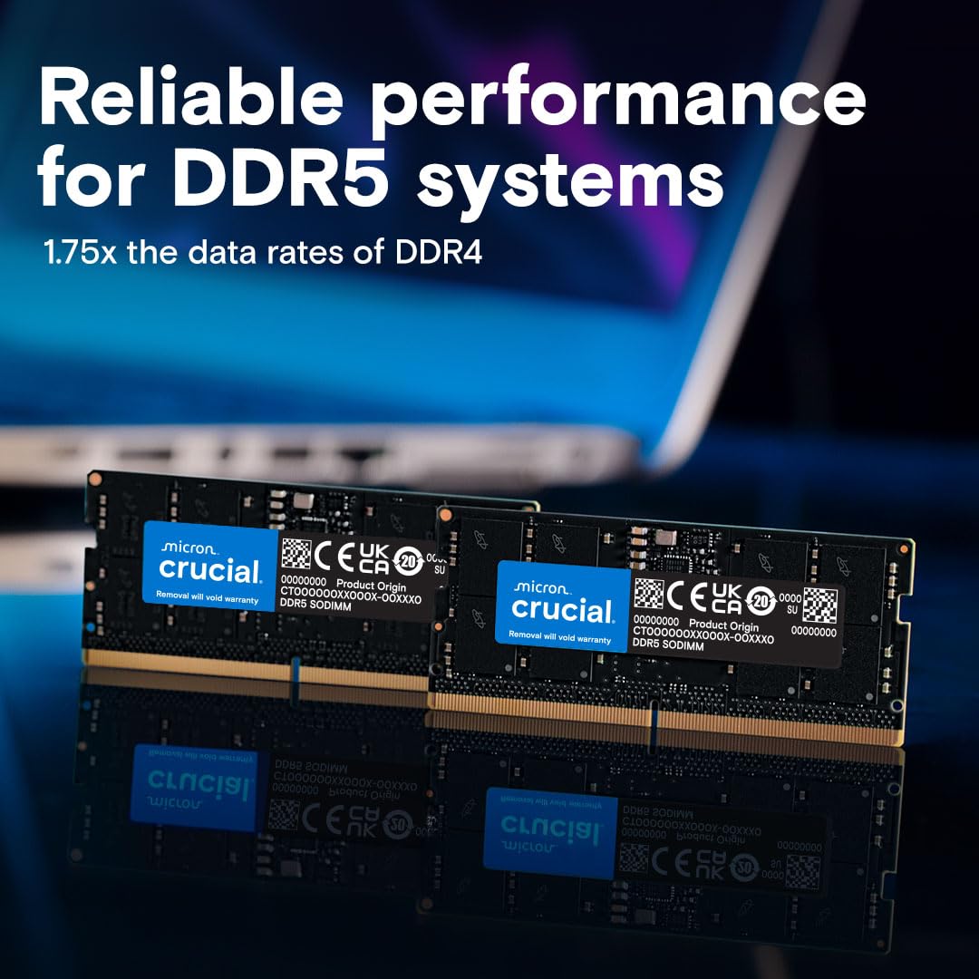 Crucial DDR5 RAM 96GB Kit (2x48GB) 5600MHz SODIMM, Laptop Computer Memory, Mini PC (or 5200MHz, 4800MHz) CL46- CT2K48G56C46S5