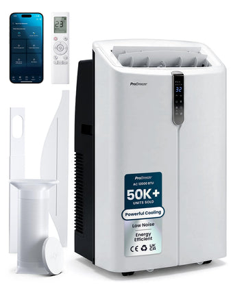 compare product Pro Breeze OmniCool - Ultra Quiet 12000 BTU Portable 4-in-1 Air Conditioner with Smart Home WiFi, App & Voice Control, Dehumidifier, Fan, 24H Timer & Window Kit - Efficient AC Unit for Home & Office