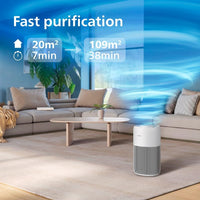 Philips Air Purifier 2200 Series, HEPA NanoProtect + Active Carbon Filter, CADR 420m³/h for 109m², Allergy sufferers, Ultra-quiet, Intelligent and Long-lasting filter (AC2220/10)
