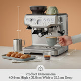 Sage Barista Express, Manual Tamping, Standard Milk Jug, Bean to Cup Coffee Machine with Grinder, Manual Milk Frother, Brushed Stainless Steel