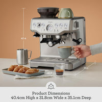 Sage Barista Express, Manual Tamping, Standard Milk Jug, Bean to Cup Coffee Machine with Grinder, Manual Milk Frother, Brushed Stainless Steel
