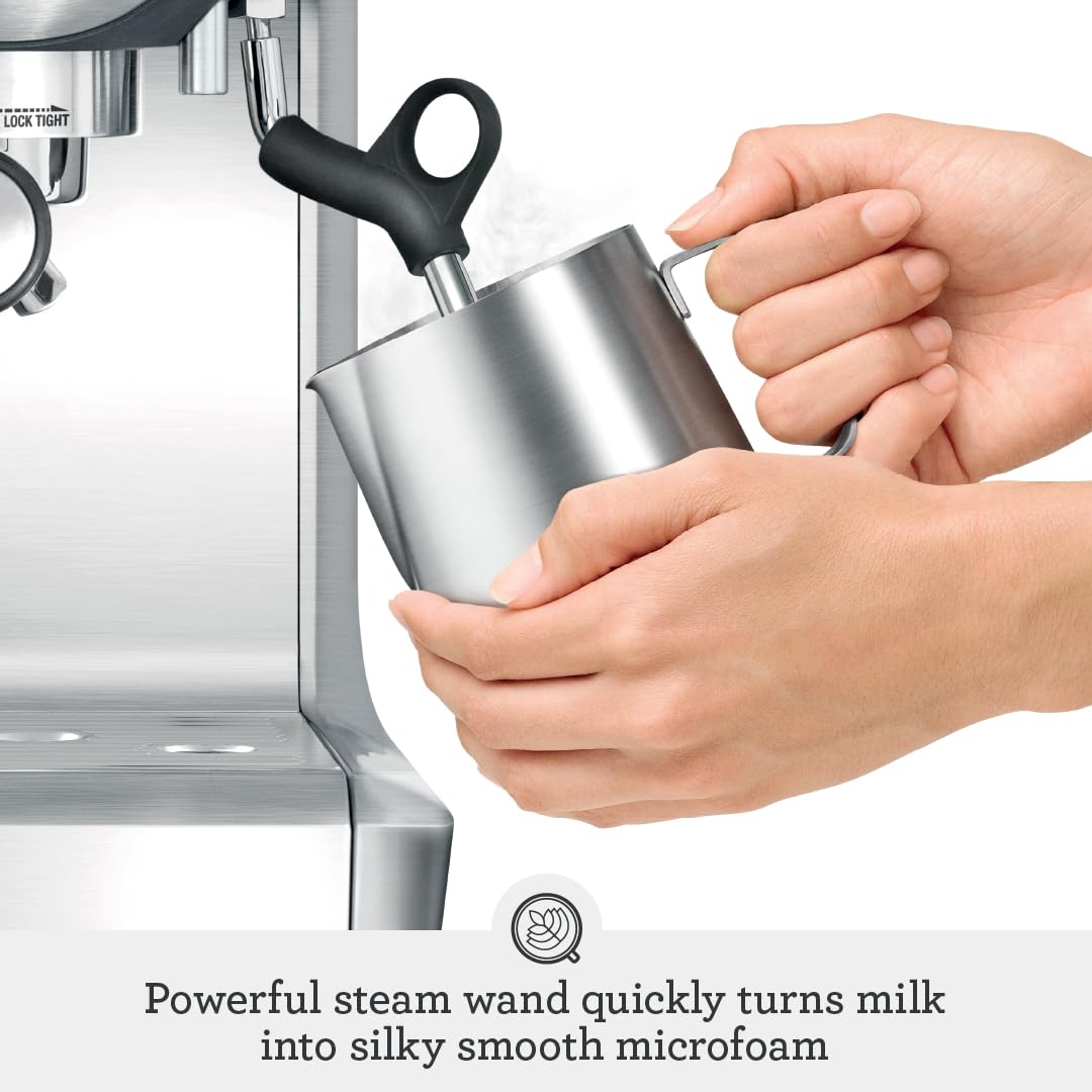 Sage Barista Express, Manual Tamping, Standard Milk Jug, Bean to Cup Coffee Machine with Grinder, Manual Milk Frother, Brushed Stainless Steel