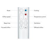 Dyson Hot+Cool Jet Focus AM09 Fan Heater 2-in-1, heats and cools with strong airflow (White/Silver)
