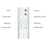 Dyson Hot+Cool Jet Focus AM09 Fan Heater 2-in-1, heats and cools with strong airflow (White/Silver)