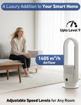 EcoNour 3-in-1 Bladeless Tower Fan with Heater, Cooler & Air Purifier + Advanced UV-C Sterilization, Sleep Mode | 9 Speeds, Fast Heating, Quiet, App Control, Alexa & Google Assistant Support & Remote