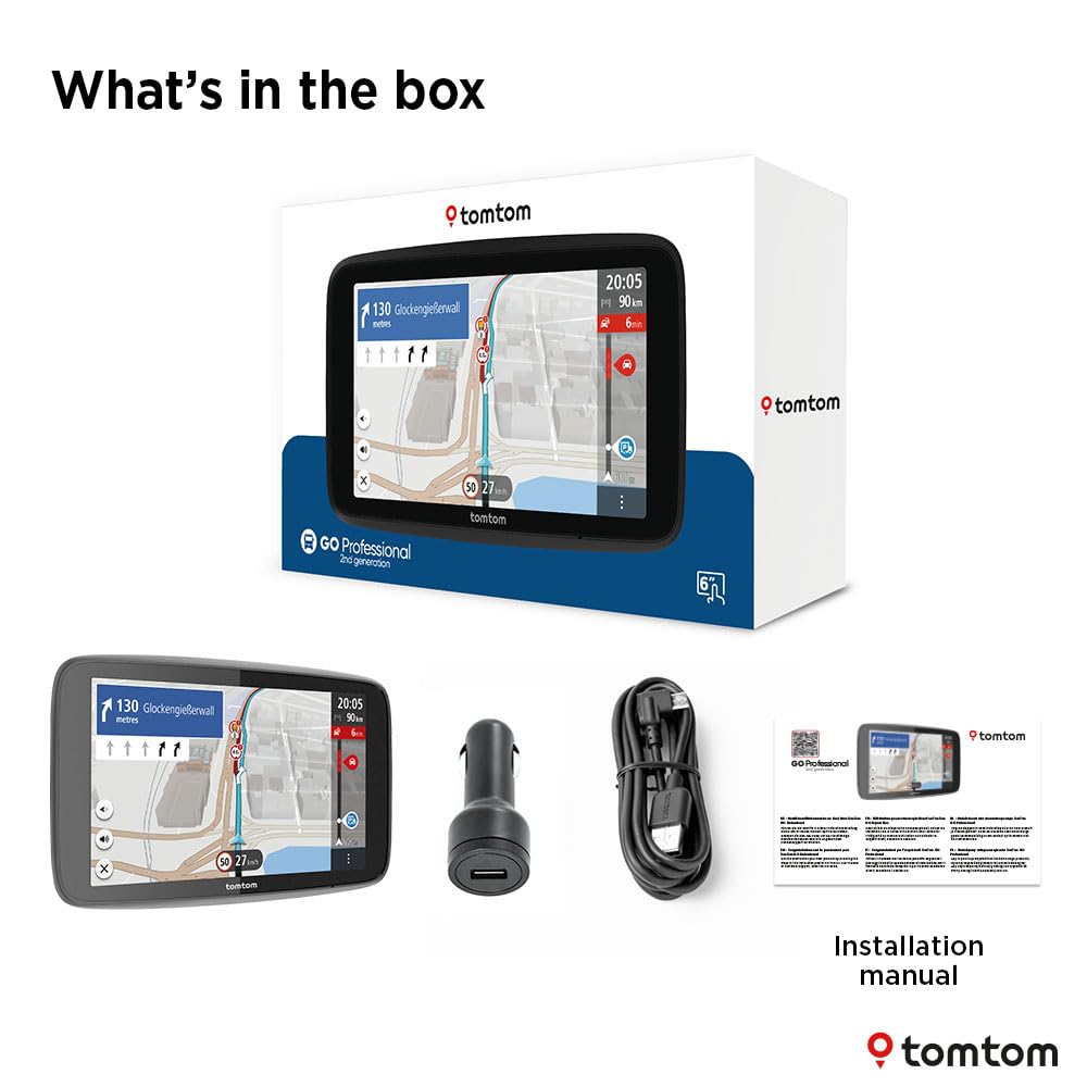 TomTom Truck Sat Nav GO Professional 2nd generation (6" Capacitive Touchscreen with Europe Maps and Real-Time Traffic Information, Designed for Truck, Lorry, Coach, Bus and Large Vehicles)