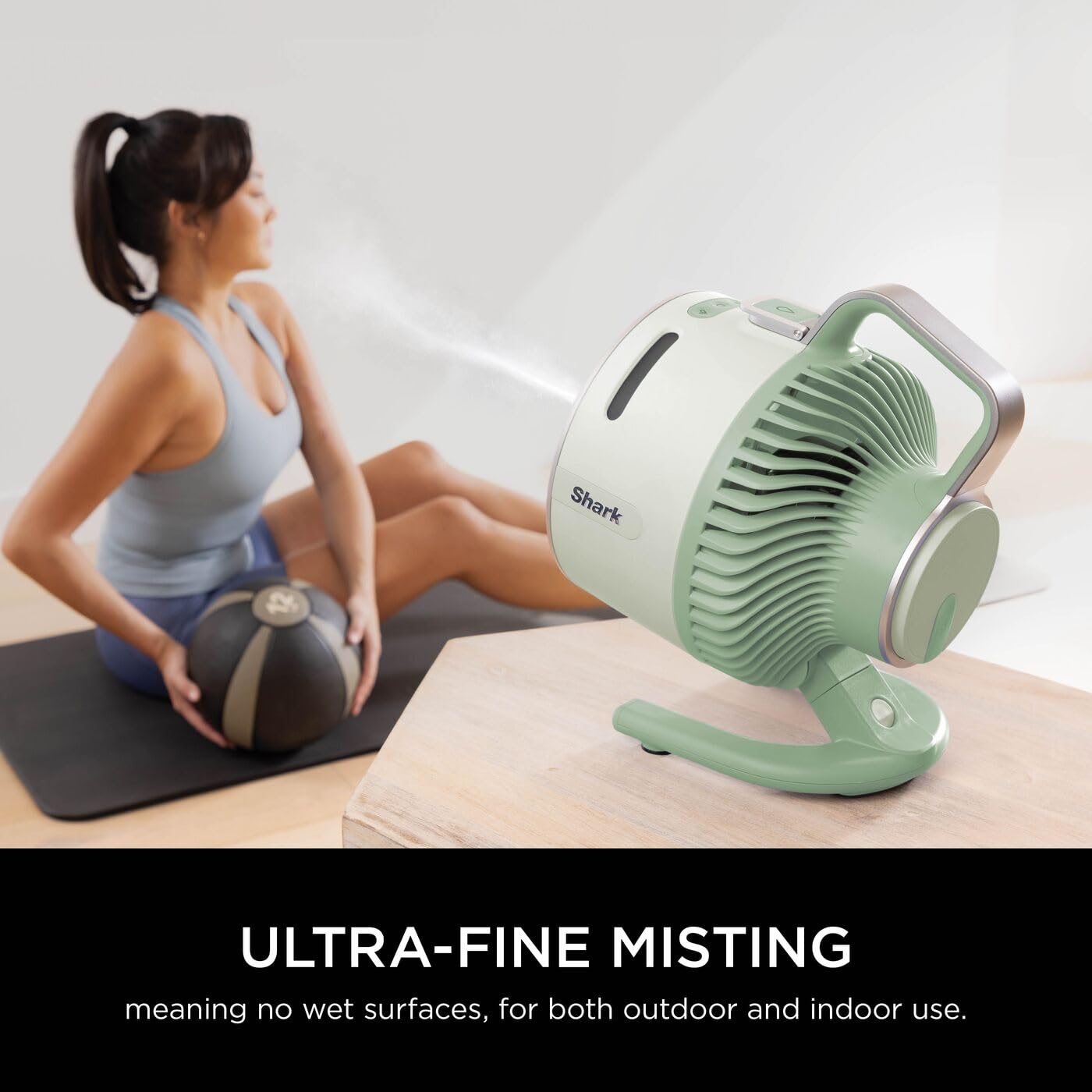 Shark FlexBreeze HydroGo Cordless Fan, Powerful Portable Fan with Misting, Indoor & Outdoor Cooling, Quiet & Durable, Compact & Lightweight, 5 Speed Settings, Mint FA050UKGN