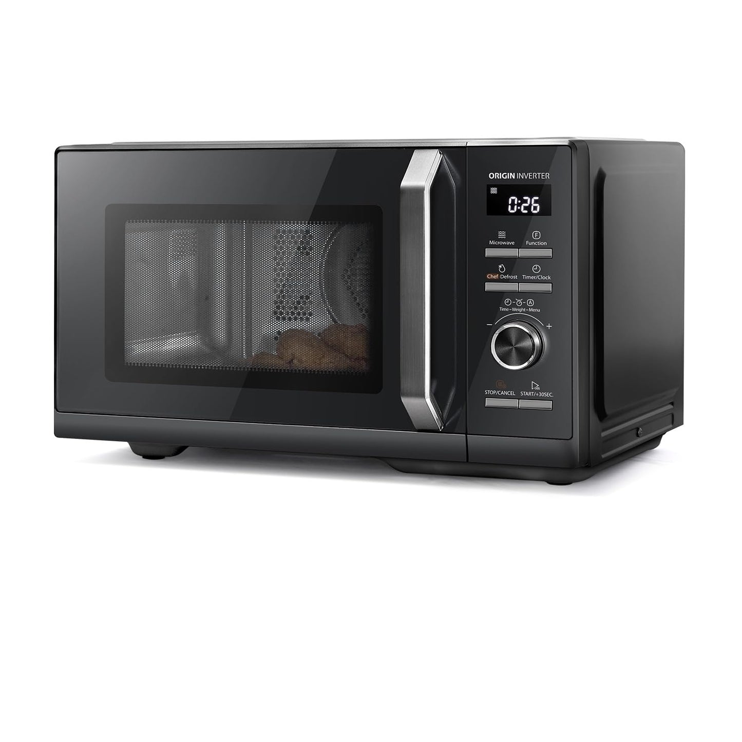 TOSHIBA 26Liter 6-in-1 Air Fry Microwave Combo With Origin Inverter, Chef Defrost, Convection, Combi, Grill, 10 Power Levels, 10 Auto Menus, 900W Microwave,1000W Grill, Black, MW3-AC26SFI(BK)