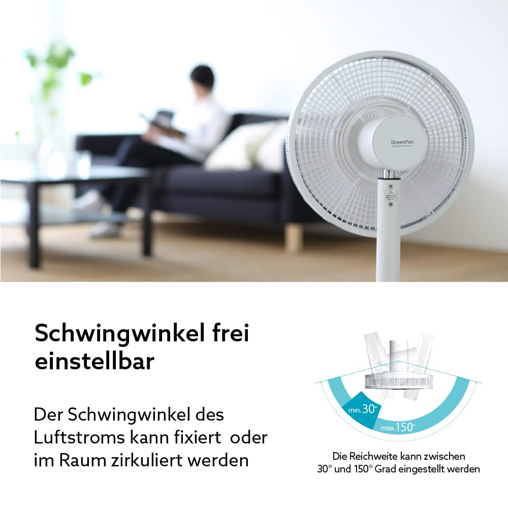 BALMUDA The GreenFan | 2021 | Floor / Table Fan | DC Motor | Quiet 13 dB | 1.5 W Energy Saving | 15 m Range | Air Circulator | Design | Made in Japan | Eco | EGF-1700 (White x Black)