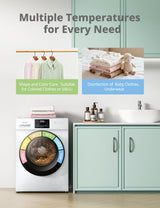 COMFEE' Freestanding Washing Machine,10KG Load,A-10% Class, 1400RPM, Steam Care,BLDC Motor,Woolmark,Touch Panel,White-CFP03EW100W-UK