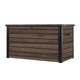 Keter Signature Ontario 870L Outdoor Storage Box – Rosewood | Weather‑Resistant Wood‑Look Storage Box with Lockable Lid, Extra Seating for 2, UV‑Protected Garden Storage