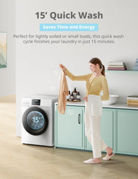 COMFEE' Freestanding Washing Machine,10KG Load,A-10% Class, 1400RPM, Steam Care,BLDC Motor,Woolmark,Touch Panel,White-CFP03EW100W-UK