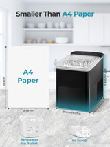 FOHERE Ice Maker Machine Countertop, 14KG Ice Cube Maker with Self-Cleaning Function, 9 Cubes in 5 Mins, 2 Bullet Ice Sizes, Portable Ice Machine with Ice Scoop & Basket (Black)