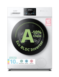 COMFEE' Freestanding Washing Machine,10KG Load,A-10% Class, 1400RPM, Steam Care,BLDC Motor,Woolmark,Touch Panel,White-CFP03EW100W-UK