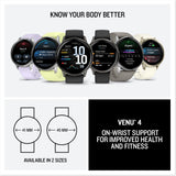 Garmin Venu 4 45mm - GPS smartwatch, AMOLED touchscreen, 24/7 advanced health & fitness tracking, 80+ sports apps, flashlight, ECG, sleep monitor, up to 12 days battery life, Slate/Black