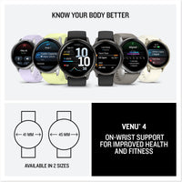 Garmin Venu 4 45mm - GPS smartwatch, AMOLED touchscreen, 24/7 advanced health & fitness tracking, 80+ sports apps, flashlight, ECG, sleep monitor, up to 12 days battery life, Slate/Black
