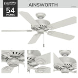 Casablanca Ainsworth 54" Ceiling Fan with Five Espresso/Smoked Walnut Blades