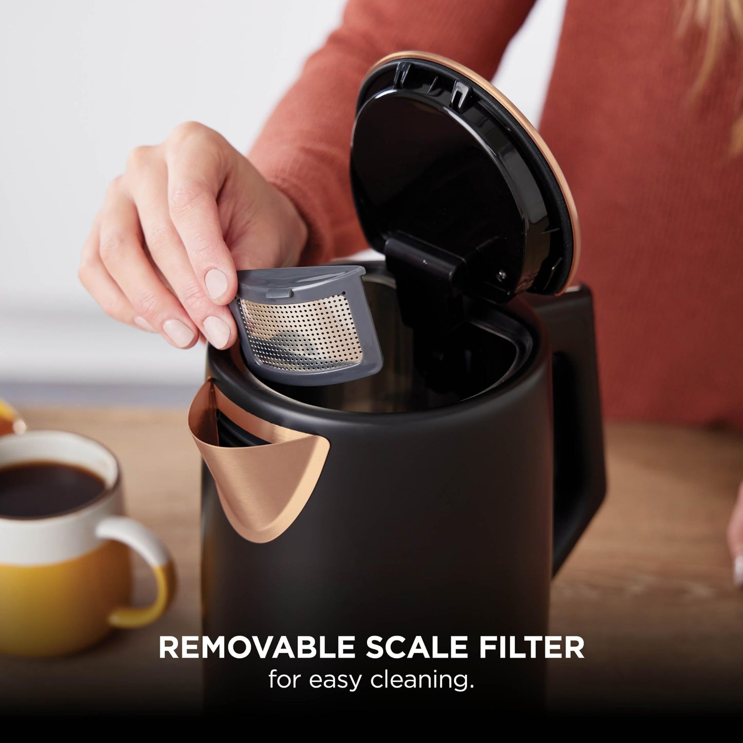 Ninja Perfect Temperature Kettle, 1.7L, LED Display, Easy to Use Kettle with Rapid Boil and Temperature Control & Hold, Black & Copper, KT200UKCP