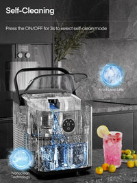FOHERE Ice Maker Machine Countertop, 14KG in 24H, Ice Ready in 5 Mins, 2 Bullet Sizes, Portable Ice Cube Maker with Handle, Self-Cleaning, Scoop&Basket, Home/Kitchen/Office/RV