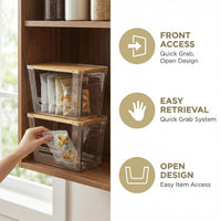 petisal Trash Bag Dispenser ，Extra Large Trash Bag Holder Dispensers With Bamboo Lid，Multi-functional Pantry Organizers and Storage For Kitchen, Cabinet, Laundry Room, Pantry (Clear, XL-2PACK)