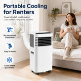 Portable Air Conditioner, 3-in-1 Mobile AC Unit with Cooling Fan and Dehumidifier, Compressor Air Conditioning Unit with Exhaust Hose for Bedroom, Living Room, Home Office and Small Rooms