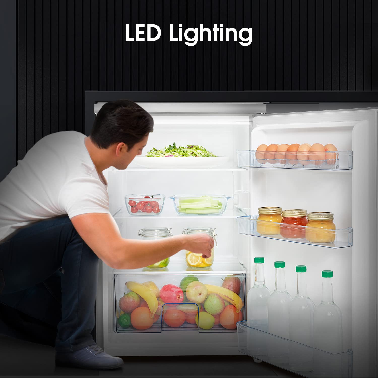Hisense RL170D4BCE 133L Under Counter Larder Fridge with LED Lighting 56 × 84.5 × 57.5 cm (W×H×D), Stainless Steel, Grey