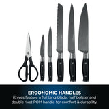 Ninja Foodi StaySharp Knife Block with Integrated Sharpener 5 Knives and Scissors (1 pair), Sharp 6-Piece Knife Set Chef, Bread, Slicing, Utility, Paring Knives & Scissors, Stainless Steel, K32006UK