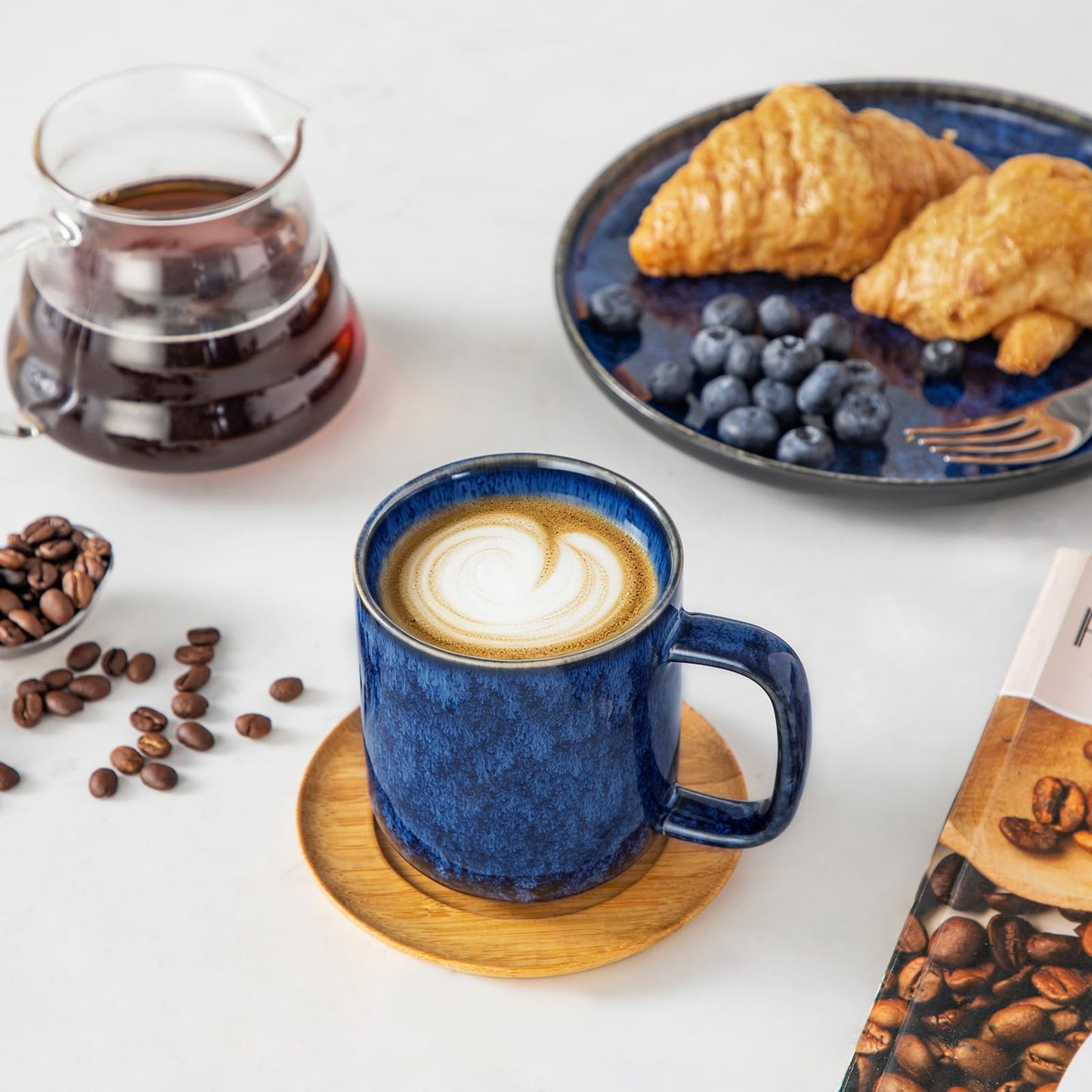 vancasso Starry Coffee Mugs Set of 6, 12oz/360ml Stoneware Coffee Mug with Handle, Tea Cups for Cocoa Milk, Microwave & Dishwasher Safe, Blue