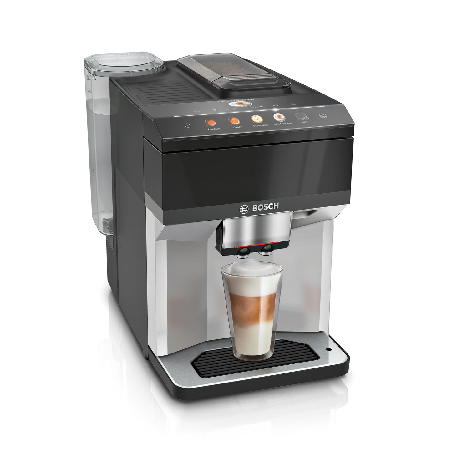 Bosch Serie 4 TPG40307, Bean to Cup Coffee Machine, VeroCafe, Cappuccinatore milk frother, DoubleCup option, easy select panel with 9 Beverage Options, Piano Black